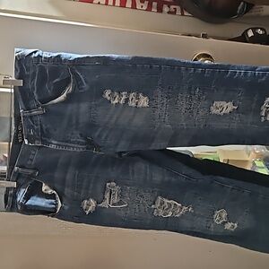 Red snap jeans